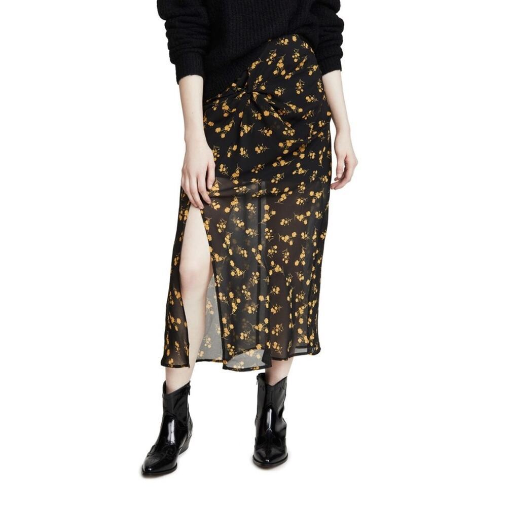 The Fifth Label Region Skirt in Black Floral Size 6